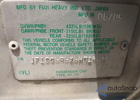 2006 Subaru Forester 2.5Xt Limited из США, поврежденный, VIN JF1SG696X6H714619